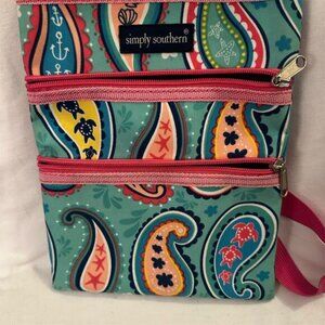 Simply Southern Women's Pink Paisley Crossbody Bag Adjustable Strap